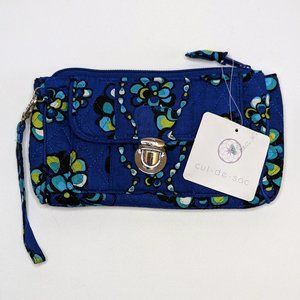 NWT New Cul-De-Sac Clutch Wristlet Wallet Purse Navy Floral Pushlock Closure